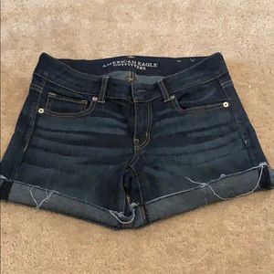 AEO Dark Jean shorts- Mid Thigh